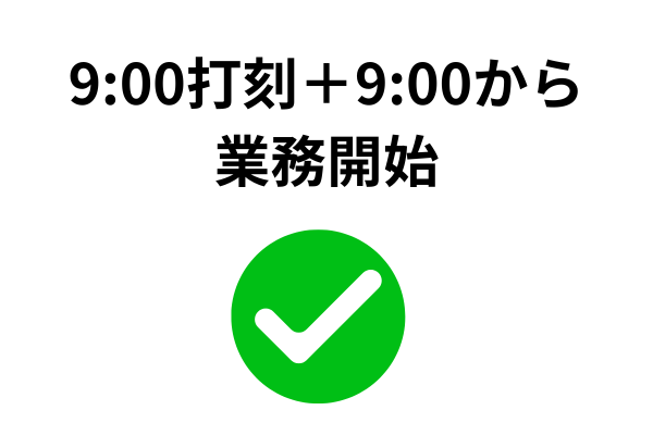 9時00分ちょうどのタイムカード打刻は遅刻にならない例